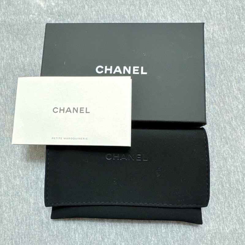 Chanel 黑銀荔枝皮經典拉鍊零錢包 晶片款 全新品-4