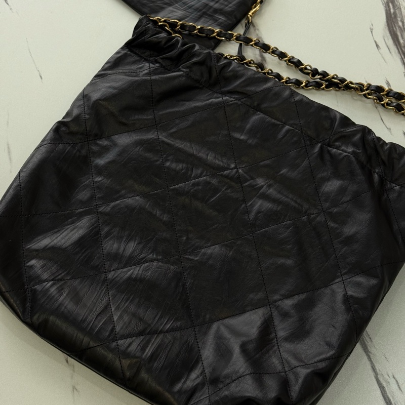 Chanel香奈兒23A 22bag 黑金中號褶皺皮-2