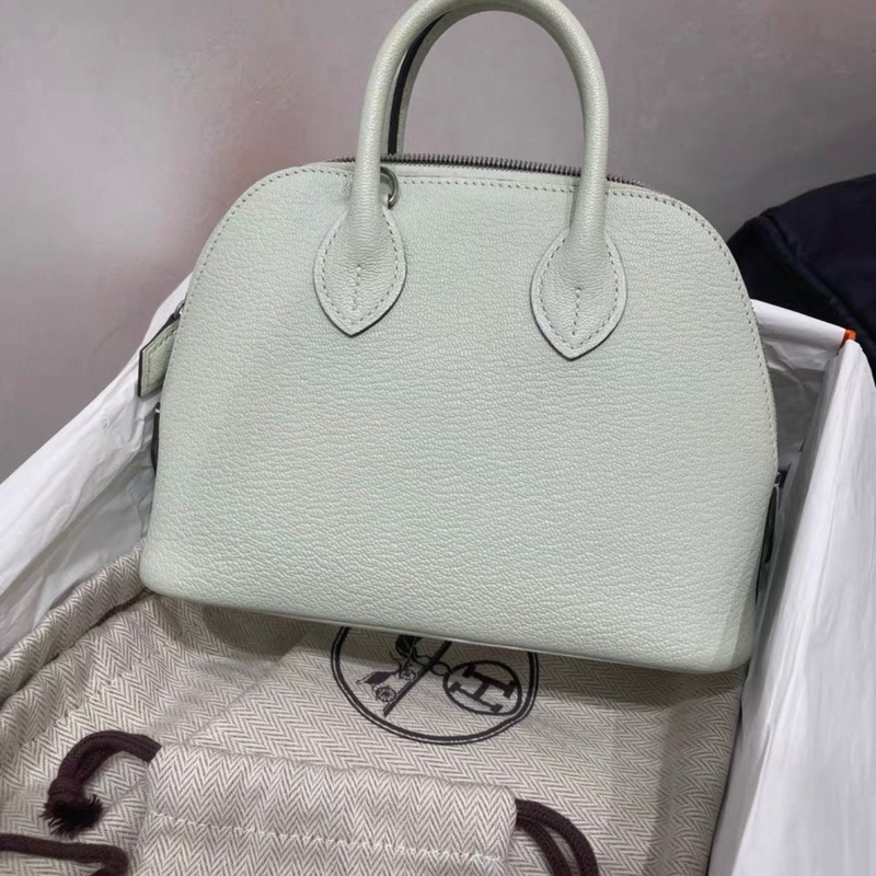 有購証🩷 99新 愛馬仕/Hermes 保齡球mini氣泡綠銀扣 山羊皮b刻 大全套-1