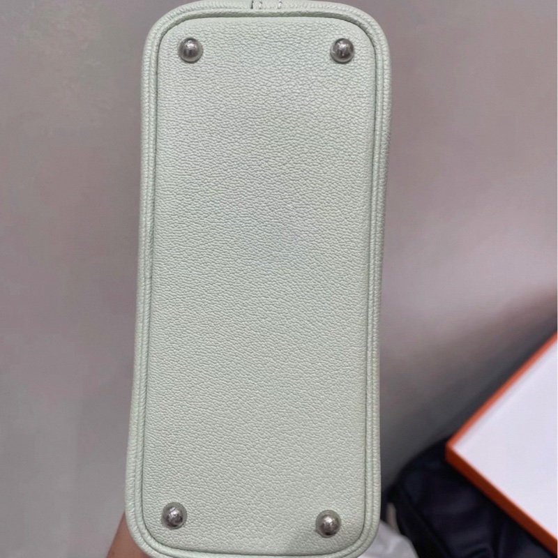 有購証🩷 99新 愛馬仕/Hermes 保齡球mini氣泡綠銀扣 山羊皮b刻 大全套-3