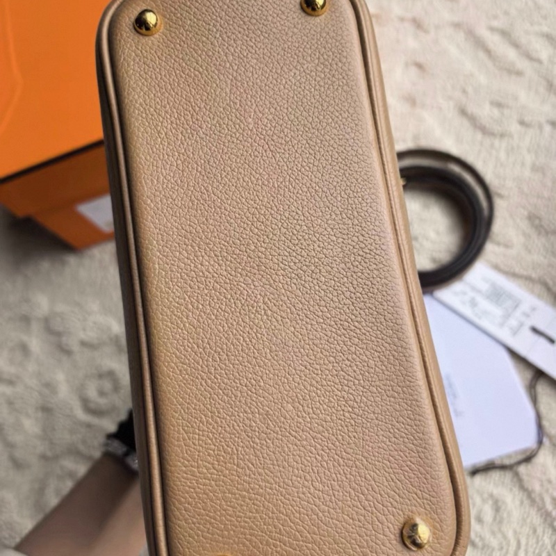 有購証🩷 愛馬仕Hermes  Mini Bolide 保齡球 奶茶色金扣  Evercolor皮 U刻國專大全套-3