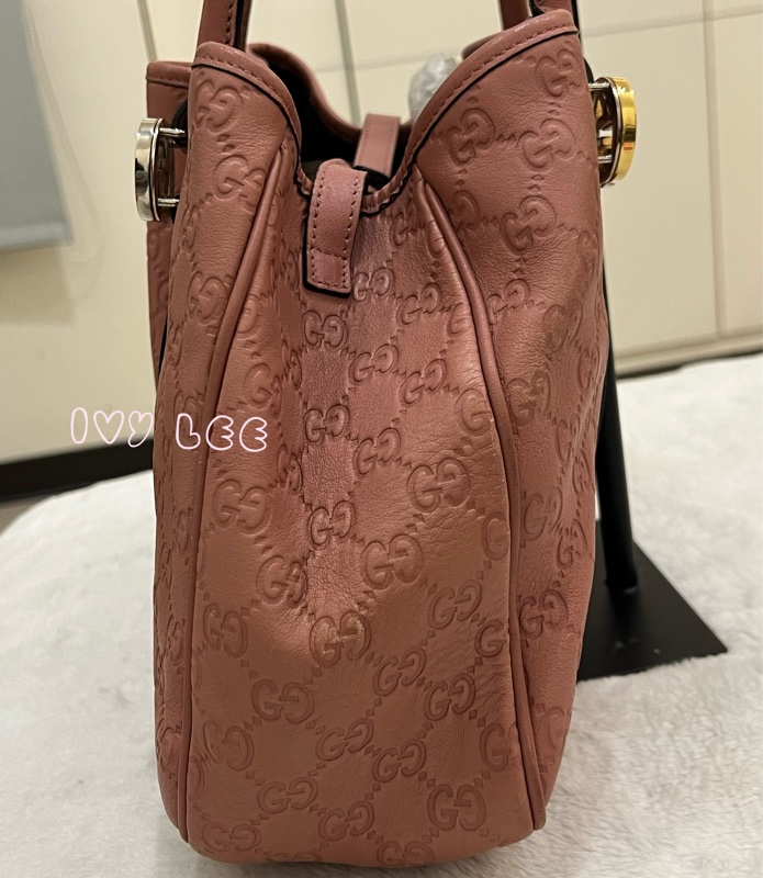 GUCCI GG 帆布 Guccissima GG Twins 托特包 手提包 粉紅 232957 正品 二手精品-6