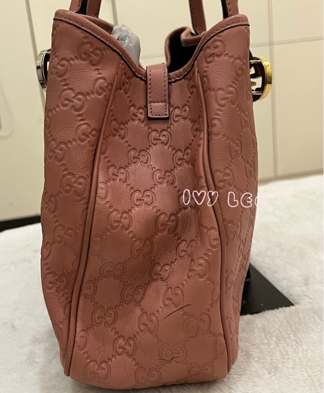 GUCCI GG 帆布 Guccissima GG Twins 托特包 手提包 粉紅 232957 正品 二手精品-7