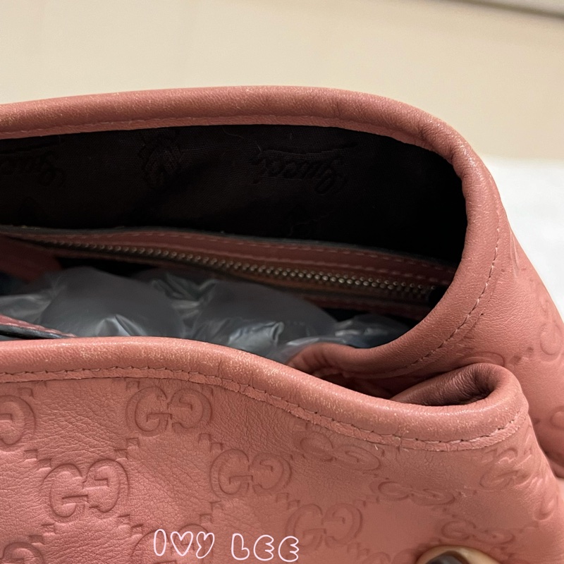 GUCCI GG 帆布 Guccissima GG Twins 托特包 手提包 粉紅 232957 正品 二手精品-10