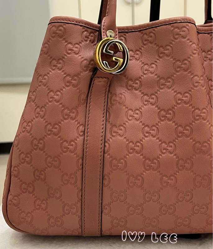 GUCCI GG 帆布 Guccissima GG Twins 托特包 手提包 粉紅 232957 正品 二手精品-25
