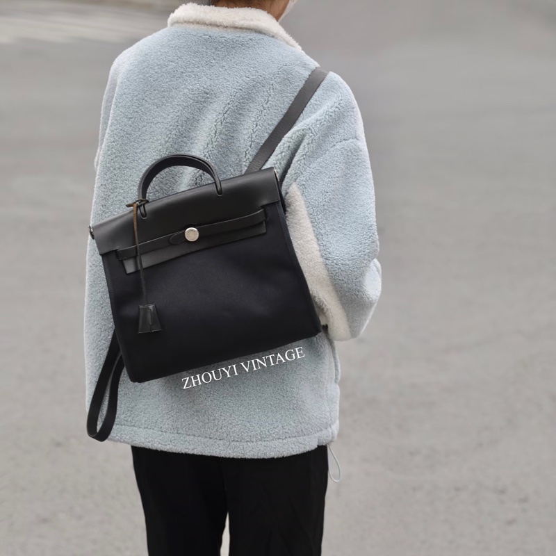 配件齊全❤️ 愛馬仕 #黑銀 #herbag31 #雙肩包 #後背包-0