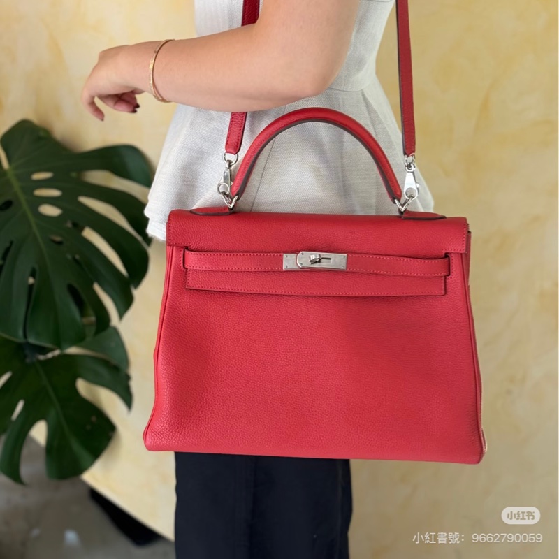 99新五金帶膜🌟 #愛馬仕 #kelly28 #磚紅色 #銀釦 #TC皮 K28-2