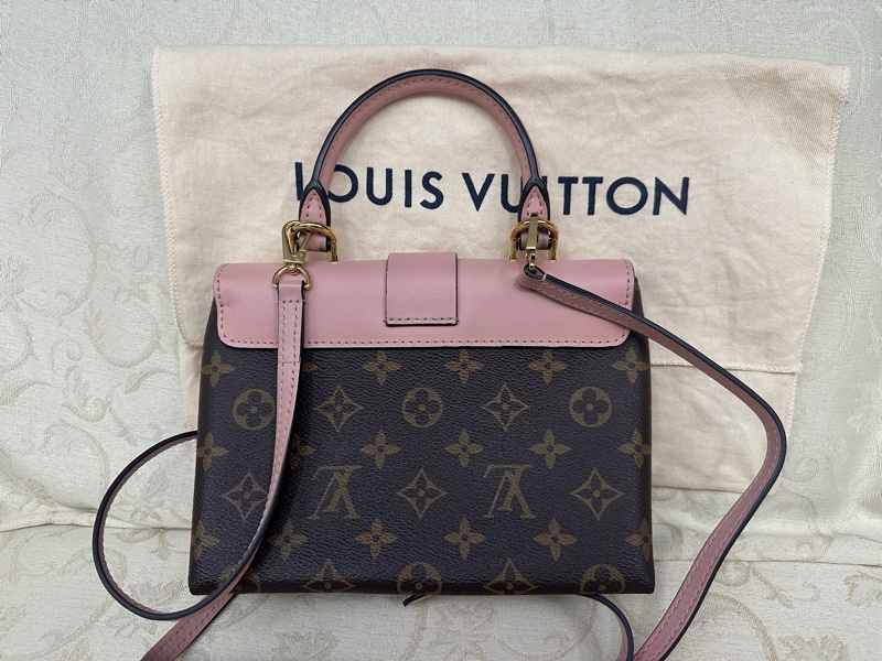 (非常新) LV原花拚櫻花粉Locky BB手提側背包M44080-1