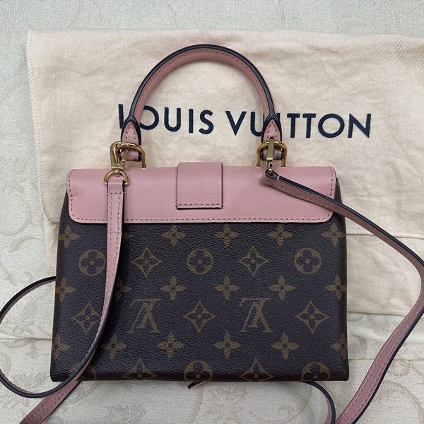 (非常新) LV原花拚櫻花粉Locky BB手提側背包M44080-6