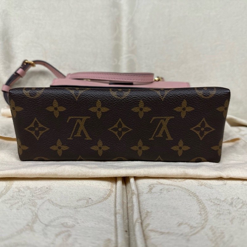 (非常新) LV原花拚櫻花粉Locky BB手提側背包M44080-7