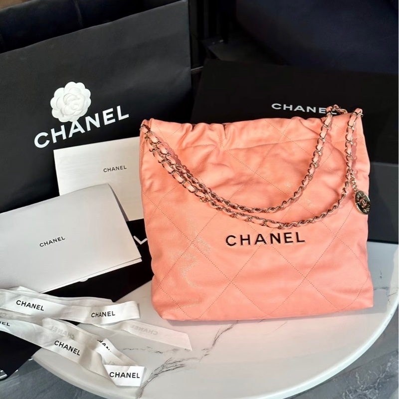 全新全配❤️ #香奈兒 #粉色 #荔枝皮 #22bag #小號-0