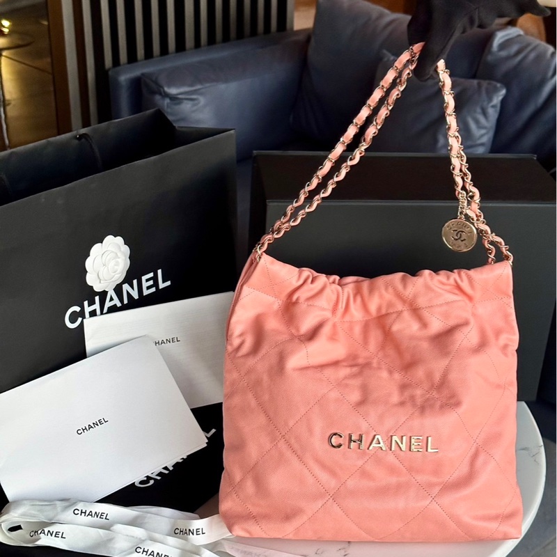 全新全配❤️ #香奈兒 #粉色 #荔枝皮 #22bag #小號-3