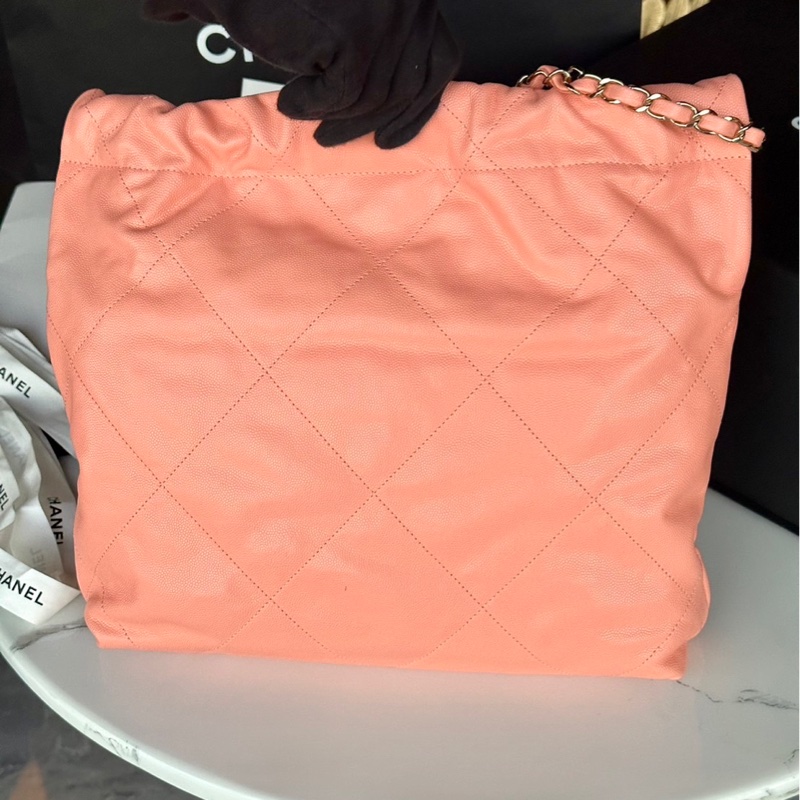 全新全配❤️ #香奈兒 #粉色 #荔枝皮 #22bag #小號-5