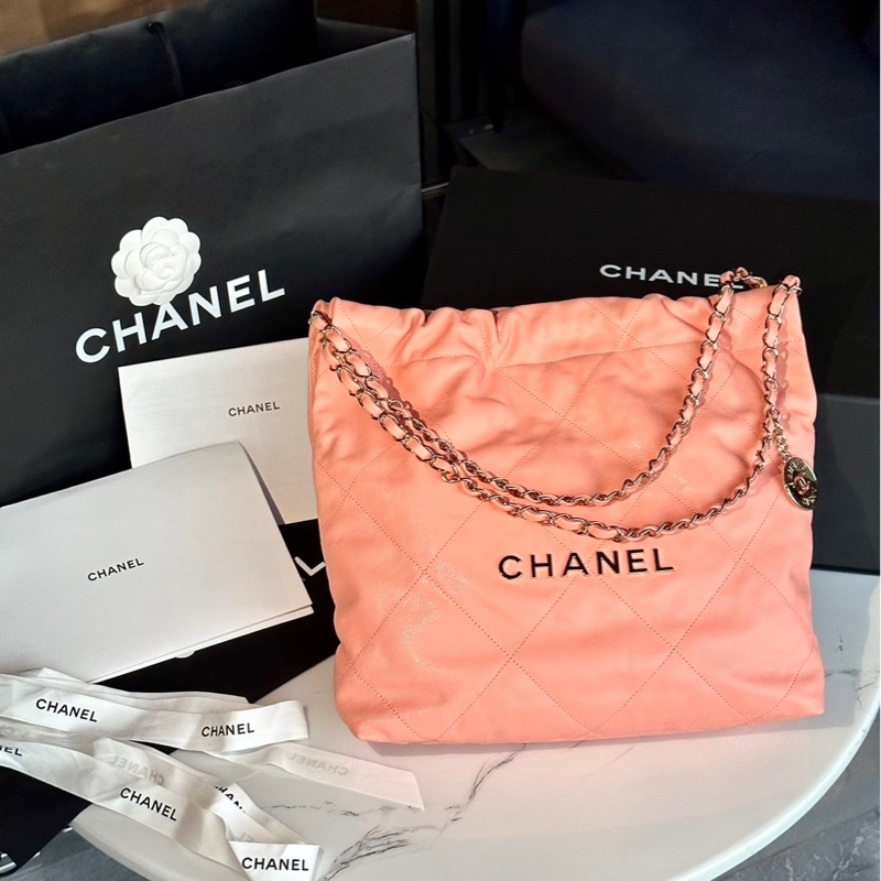 全新全配❤️ #香奈兒 #粉色 #荔枝皮 #22bag #小號-7