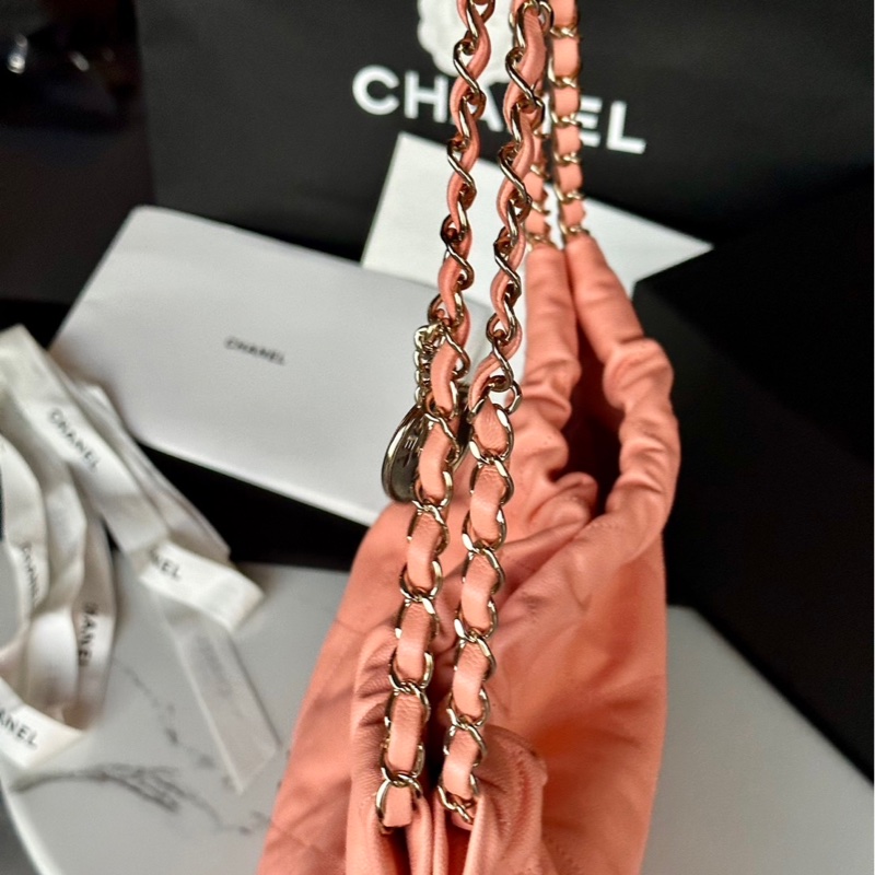 全新全配❤️ #香奈兒 #粉色 #荔枝皮 #22bag #小號-10