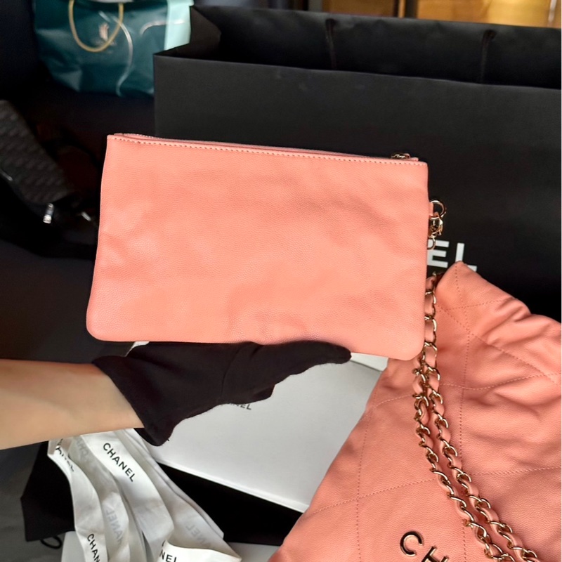全新全配❤️ #香奈兒 #粉色 #荔枝皮 #22bag #小號-13