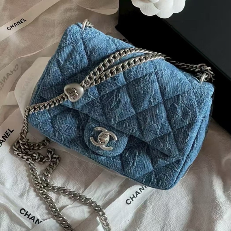 全新大全配🈶購證❤️芯片款❤️ 香奈兒 #牛仔 #愛心調節釦 #方胖子 #CF 17公分-0