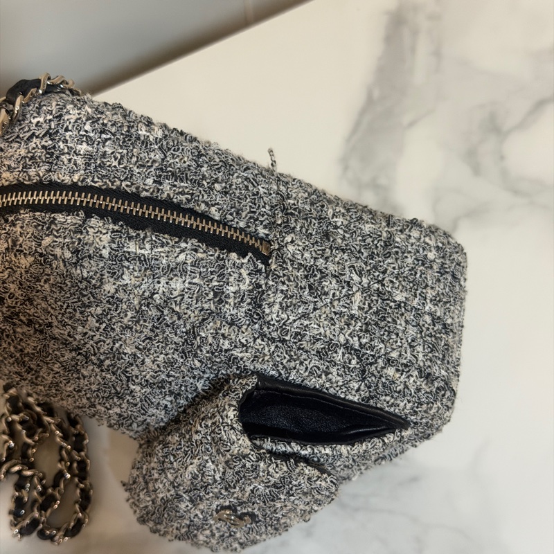 全新全配🈶購證❤️芯片款❤️ 香奈兒 #毛呢 #小書包 #黑銀 #雙肩包-2