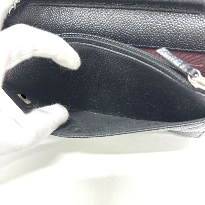 香奈兒 AP0250 魚子醬紋皮革絎縫鏈條錢包單背包，黑色-11