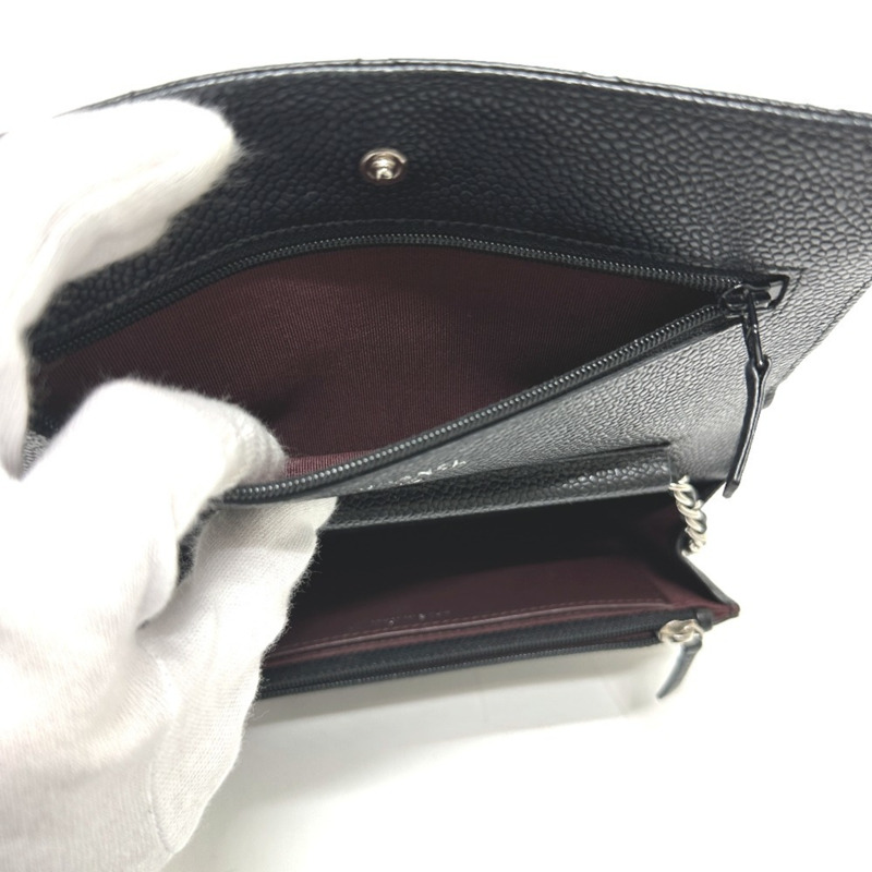 香奈兒 AP0250 魚子醬紋皮革絎縫鏈條錢包單背包，黑色-12