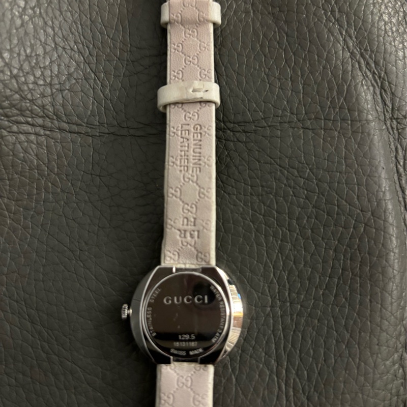 Gucci 古馳 造型女士手錶 白色滿版logo壓紋錶帶-2