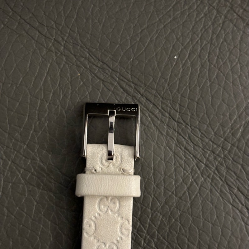 Gucci 古馳 造型女士手錶 白色滿版logo壓紋錶帶-9