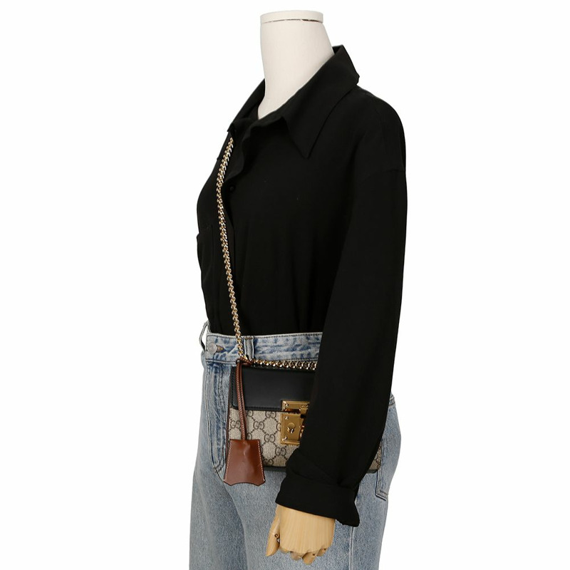 GUCCI 帶鎖小鏈條單肩斜背包 409487-11