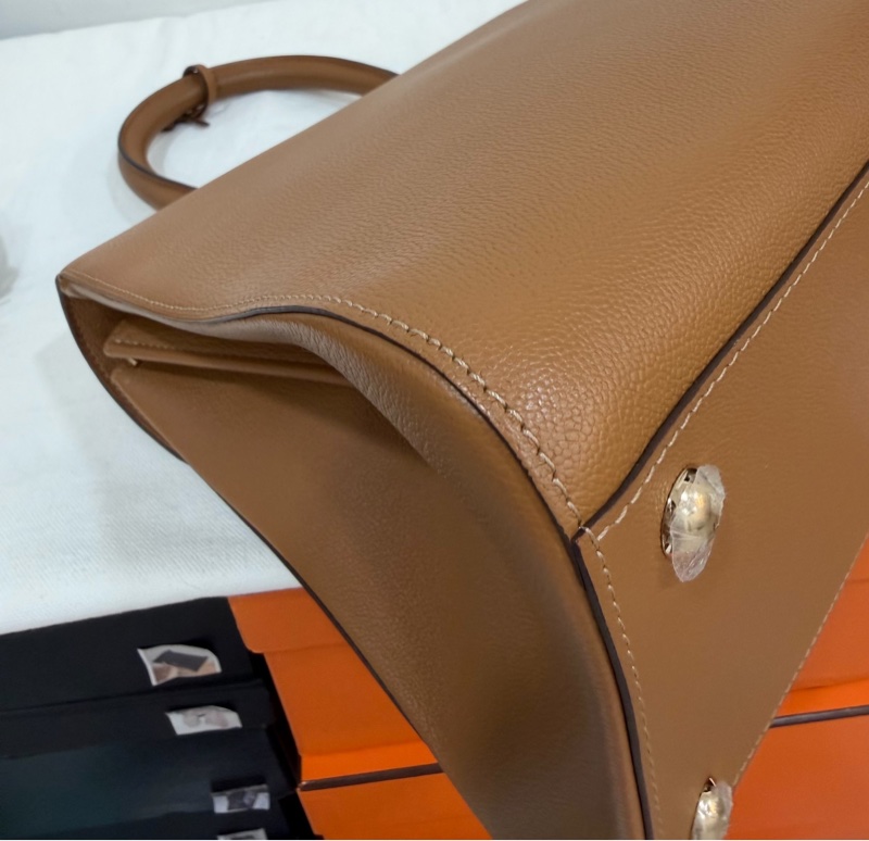 Delvaux 牛皮皮革Brillant MM 金扣 金棕色 手提包 肩背包 側背包 斜背包-15