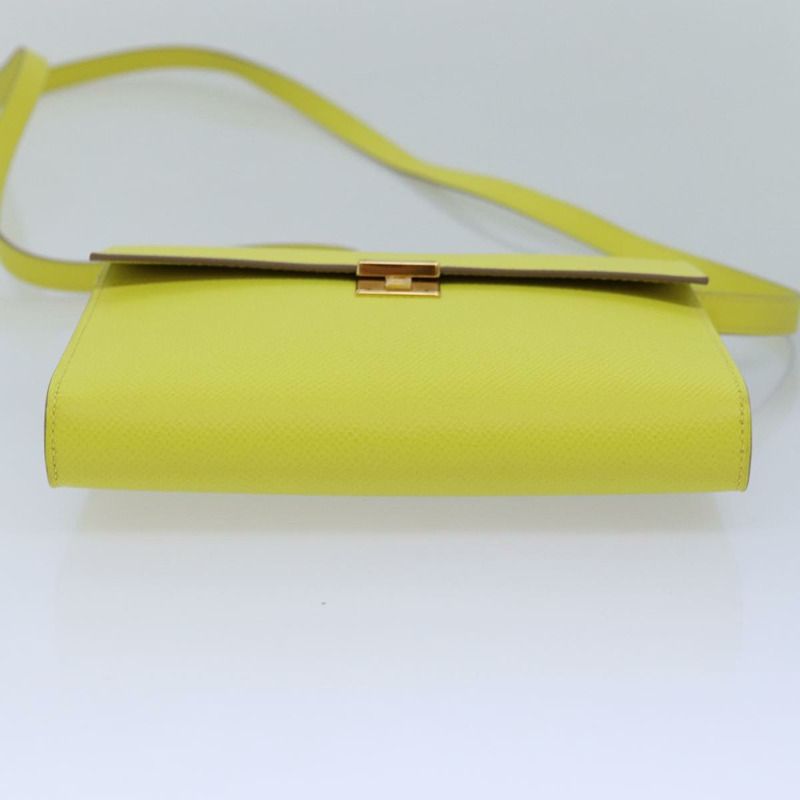 【日本直送】愛馬仕 Click 16 肩背包，黃色皮革，正品，貨號 77462SAM-4