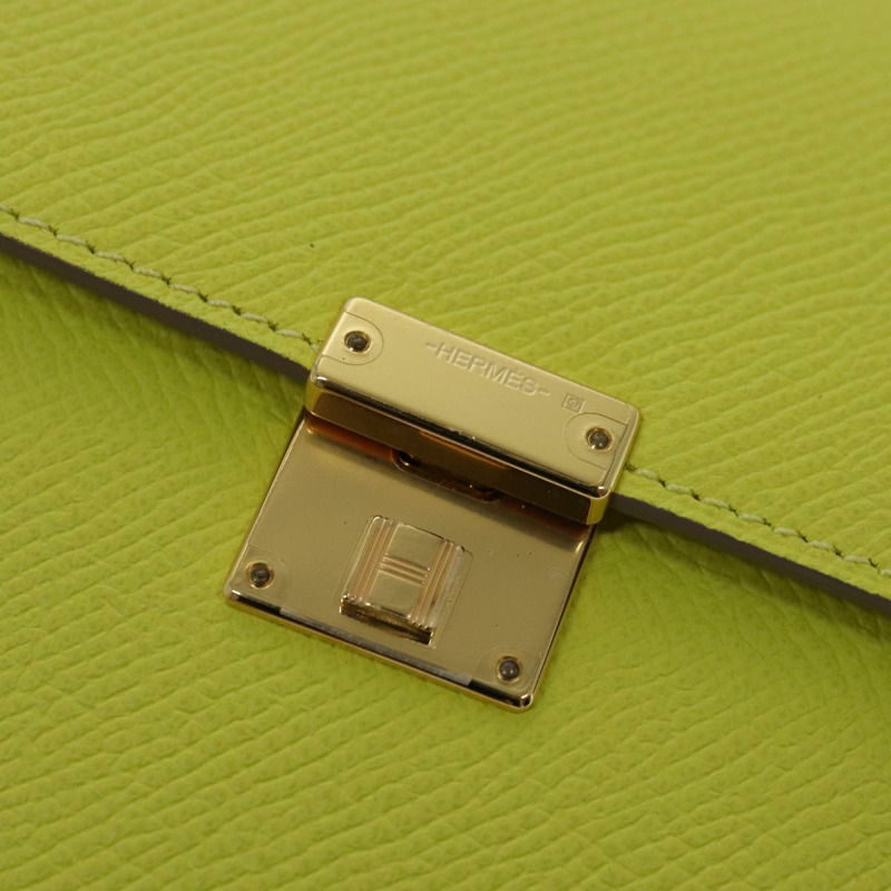 【日本直送】愛馬仕 Click 16 肩背包，黃色皮革，正品，貨號 77462SAM-7