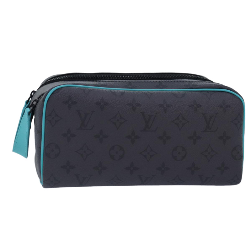 【日本直送】路易威登 Monogram Eclipse Reverse Dopp Kit Bag Turquoise M11482 Auth 89059SAM-0