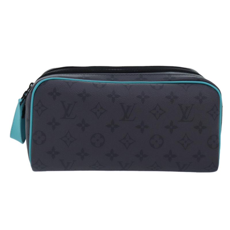 【日本直送】路易威登 Monogram Eclipse Reverse Dopp Kit Bag Turquoise M11482 Auth 89059SAM-12