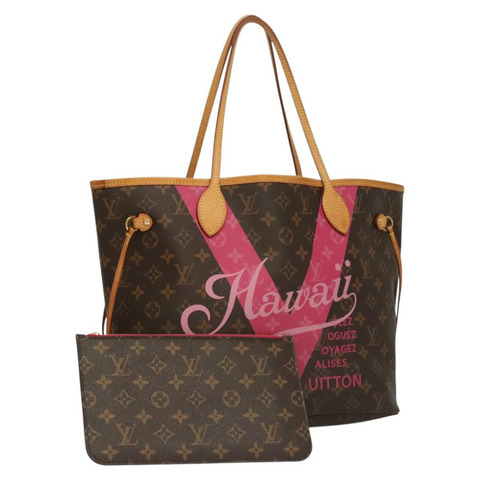 路易威登 Monogram V Line Neverfull MM 手提包 粉紅色 LV 正品 BD681AM