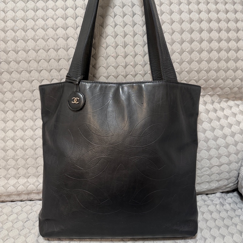 日本中古 Chanel 香奈兒肩背包 tote bag 黑色-0