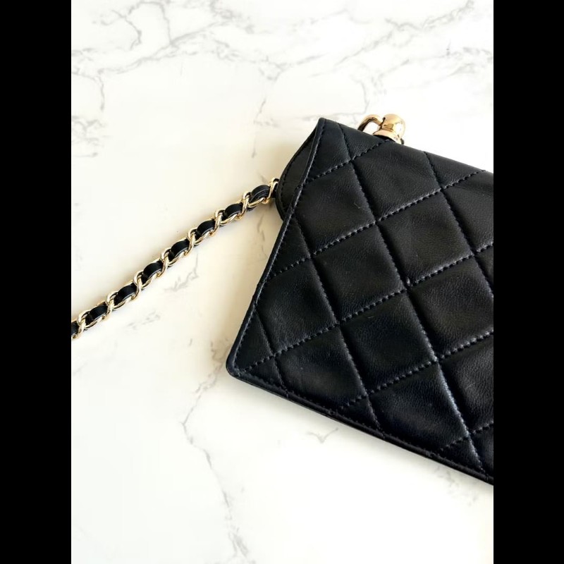 【LA LUNE】中古包 Chanel黑色小羊皮革包 WOC 斜背包 單肩包 側背包 二手包-3