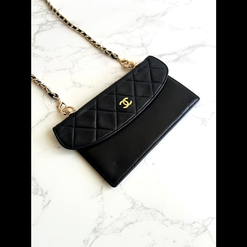 【LA LUNE】中古包 Chanel黑色小羊皮革包 WOC 斜背包 單肩包 側背包 二手包-5