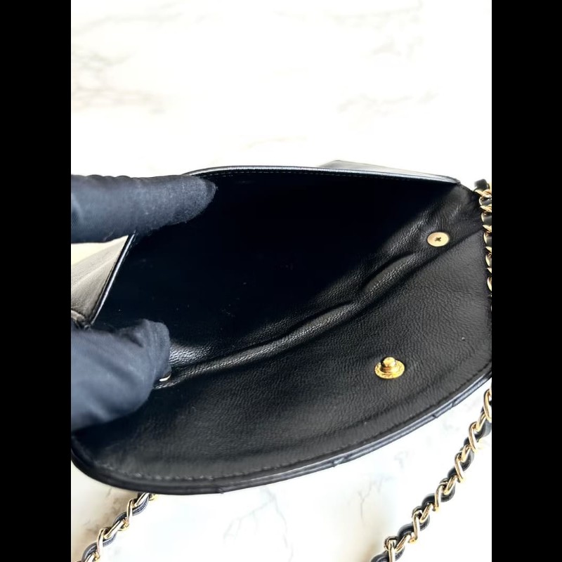 【LA LUNE】中古包 Chanel黑色小羊皮革包 WOC 斜背包 單肩包 側背包 二手包-6