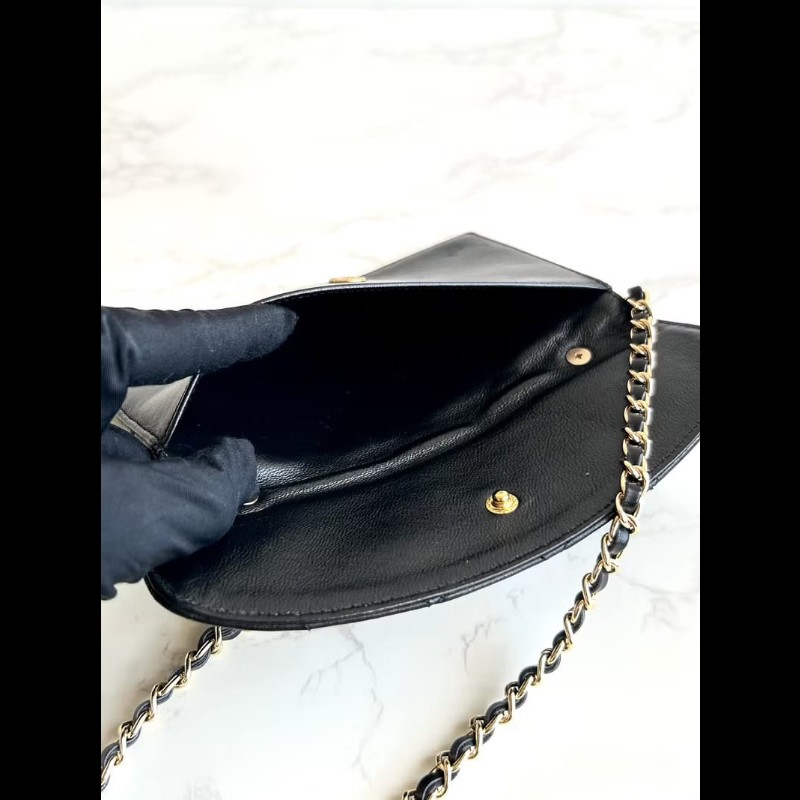 【LA LUNE】中古包 Chanel黑色小羊皮革包 WOC 斜背包 單肩包 側背包 二手包-7