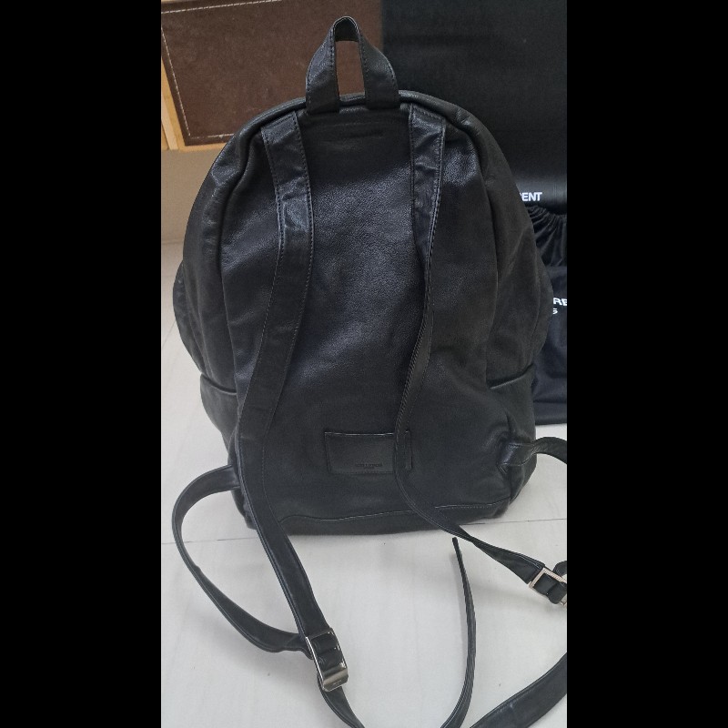 YSL 感恩節特價 聖羅蘭 經典黑色全皮革後背包-2