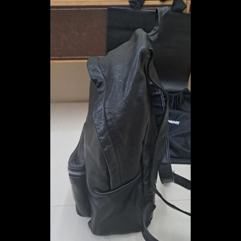 YSL 感恩節特價 聖羅蘭 經典黑色全皮革後背包-3