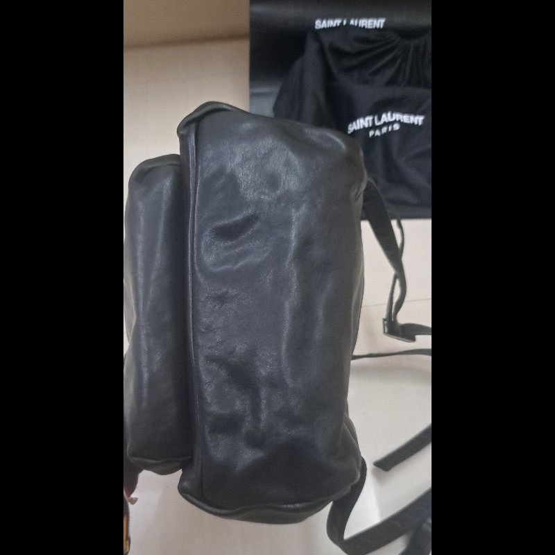 YSL 感恩節特價 聖羅蘭 經典黑色全皮革後背包-5