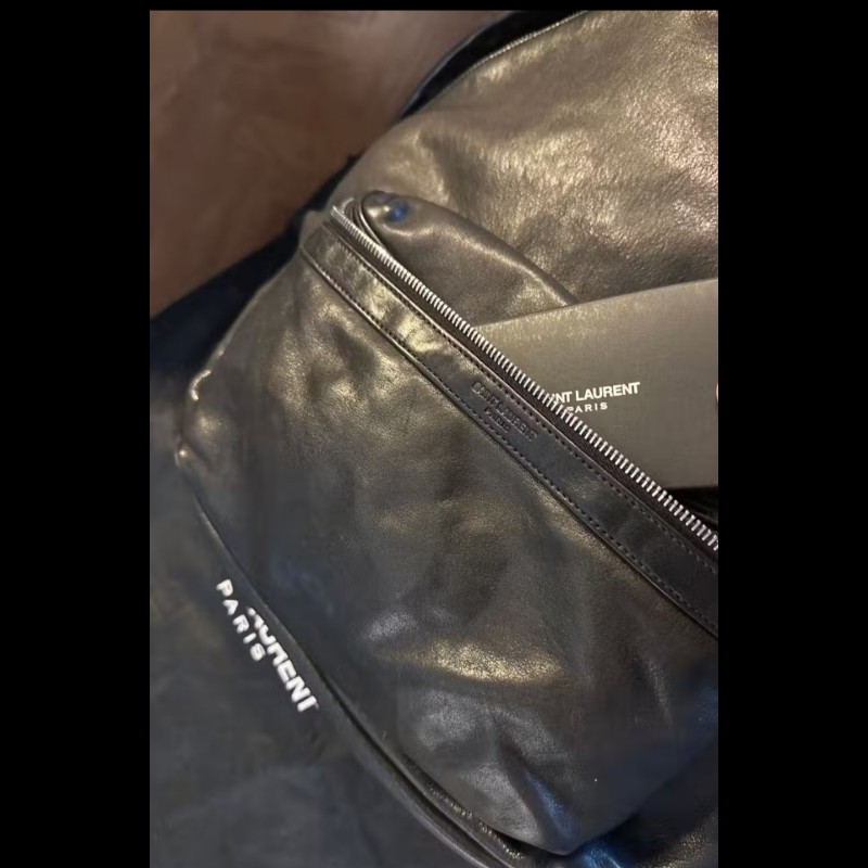 YSL 感恩節特價 聖羅蘭 經典黑色全皮革後背包-15