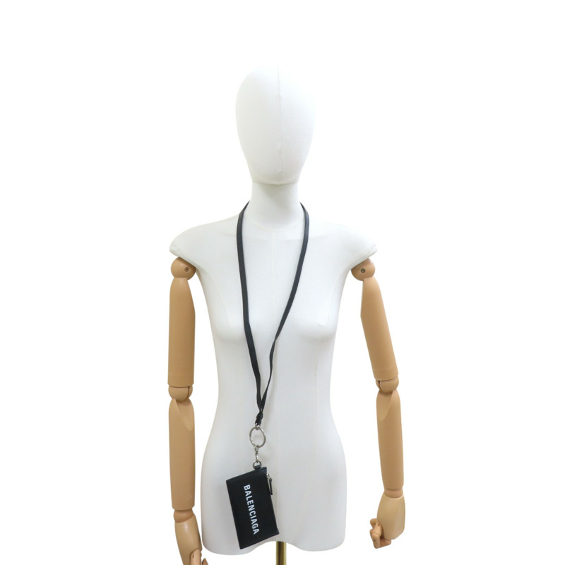 黑色 牛皮 名片夾 卡夾  卡條項鍊 594548【Balenciaga 巴黎世家】 594548-10