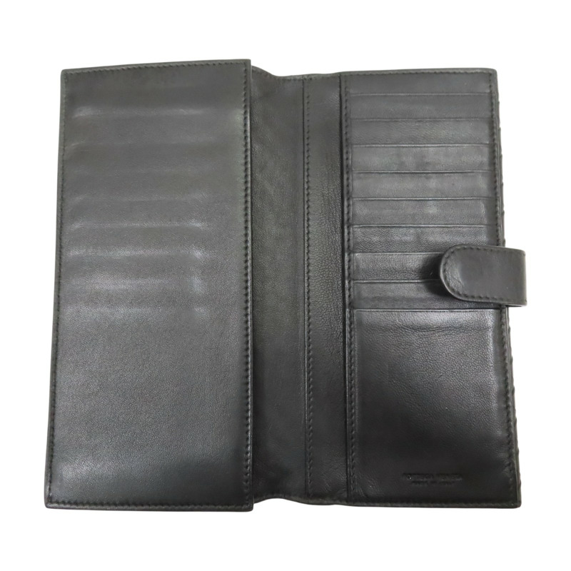 黑色 編織羊皮 扣式長夾 【BOTTEGA VENETA 寶緹嘉】 134075-4