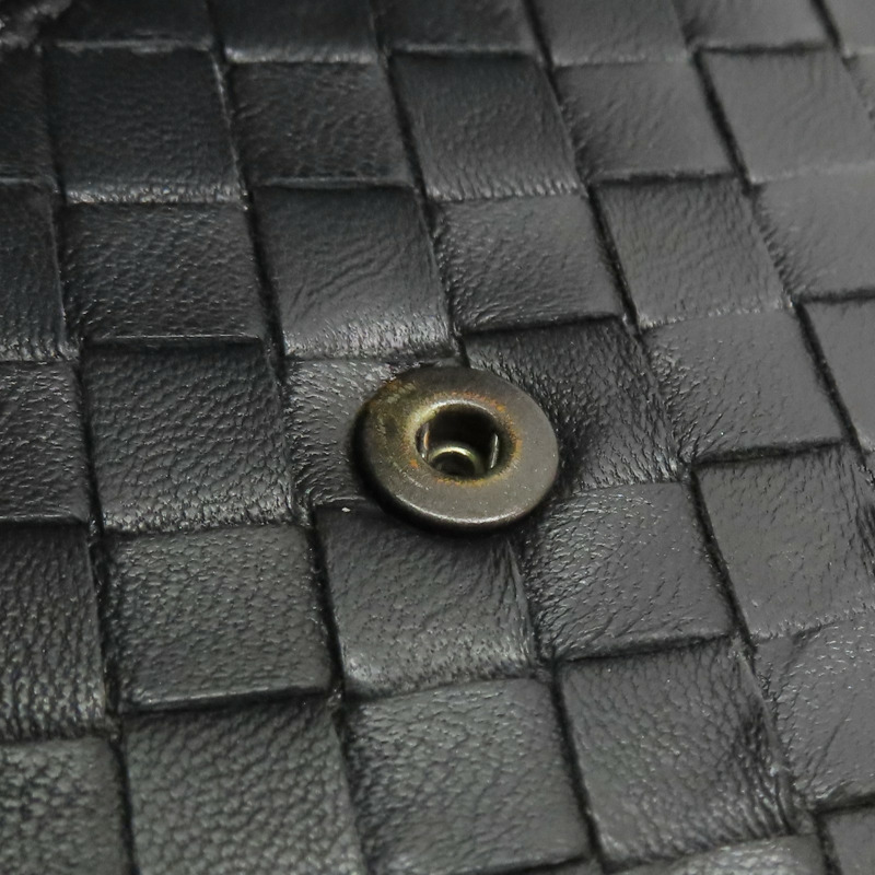 黑色 編織羊皮 扣式長夾 【BOTTEGA VENETA 寶緹嘉】 134075-12