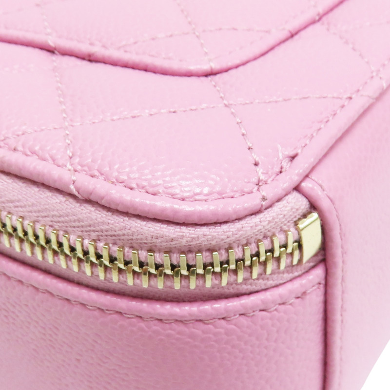 粉紫色 菱格紋 荔枝牛皮Pick Me Up Vanity 手把 鍊帶肩背包 金釦【CHANEL 香奈兒】 AS3221-11