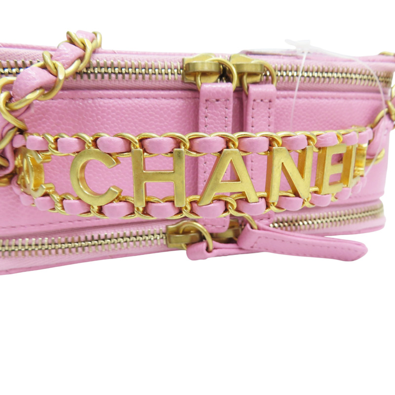 粉紫色 菱格紋 荔枝牛皮Pick Me Up Vanity 手把 鍊帶肩背包 金釦【CHANEL 香奈兒】 AS3221-13