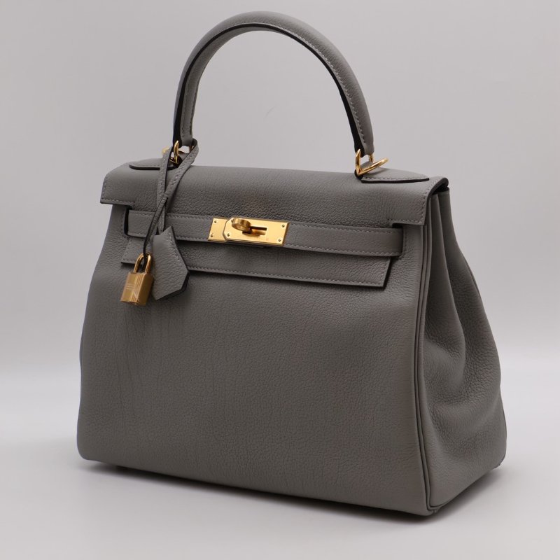 HERMES Kelly 28 - 海鷗灰金 W-7