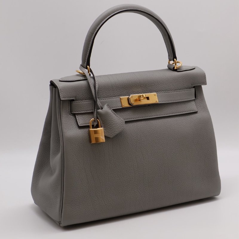 HERMES Kelly 28 - 海鷗灰金 W-8