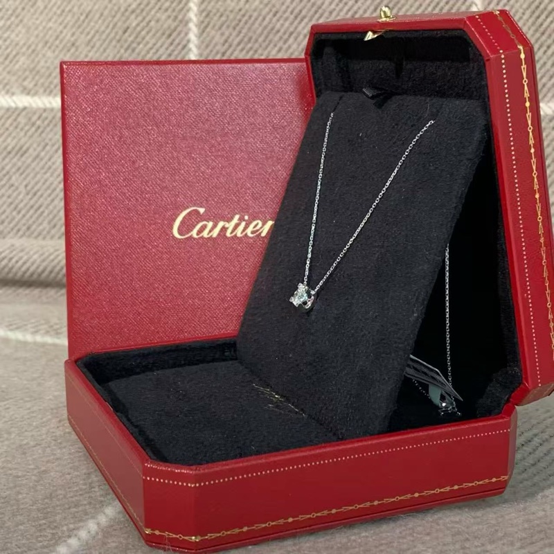 Cartier卡地亞 1 克拉牛頭鑽石白金項鍊，主鑽 1.23 克拉，H 色，vvs-4